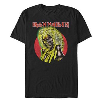 Men's Iron Maiden Glowing Skeleton Stamp Graphic Tee