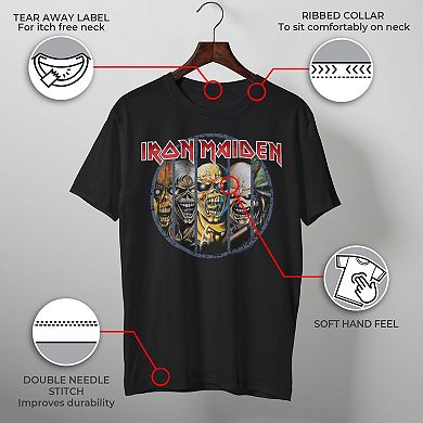 Men's Iron Maiden Faces Stamp Graphic Tee