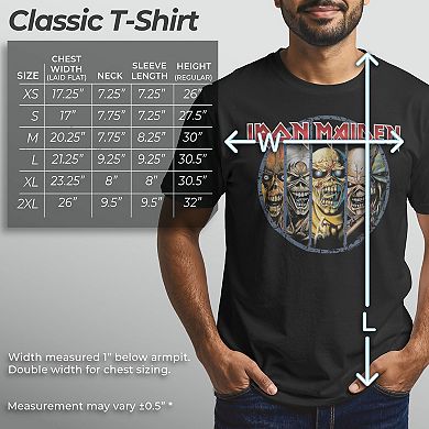 Men's Iron Maiden Faces Stamp Graphic Tee