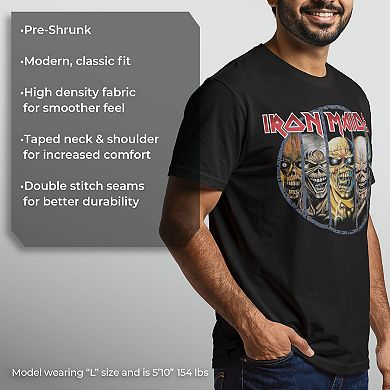 Men's Iron Maiden Faces Stamp Graphic Tee