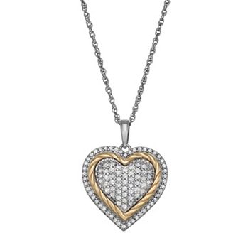 LeRose by Lexi and Rose 10k Gold & Sterling Silver 1/3 Carat T.W. Diamond Heart Pendant Necklace