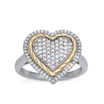 LeRose by Lexi and Rose 10k Gold & Sterling Silver 1/3 Carat T.W. Diamond Heart Ring