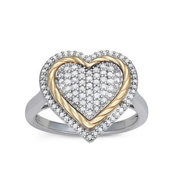 LeRose by Lexi and Rose 10k Gold & Sterling Silver 1/3 Carat T.W. Diamond Heart Ring