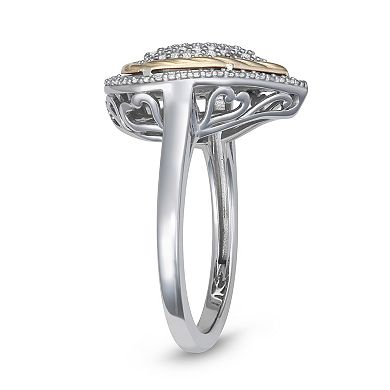 LeRose by Lexi and Rose 10k Gold & Sterling Silver 1/3 Carat T.W. Diamond Heart Ring