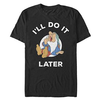 Disney's Snow White And The Seven Dwarfs Sleepy I'll Do It Later Men's Graphic Tee