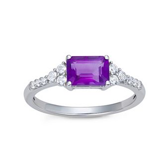 LeRose by Lexi and Rose Sterling Silver Amethyst & Lab-Created White Sapphire Ring