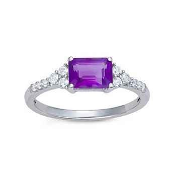LeRose by Lexi and Rose Sterling Silver Amethyst & Lab-Created White Sapphire Ring