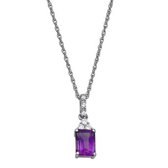 LeRose by Lexi and Rose Sterling Silver Amethyst & Lab-Created White Sapphire Pendant Necklace