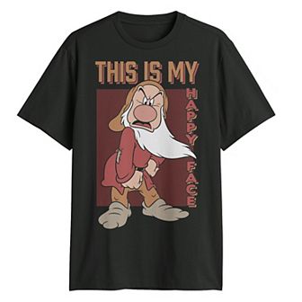 Disney's Snow White And The Seven Dwarfs Grumpy This Is My Happy Face Men's Graphic Tee