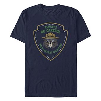 Men's Smokey The Bear Always Be Careful Help Prevent Wildfires Graphic Tee