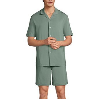 Men's Lands' End 2 pc Short Sleeve Cooling Knit Pajama Top & Pajama Bottom Set