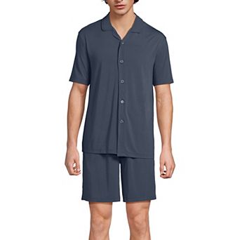 Men's Lands' End 2 pc Short Sleeve Cooling Knit Pajama Top & Pajama Bottom Set