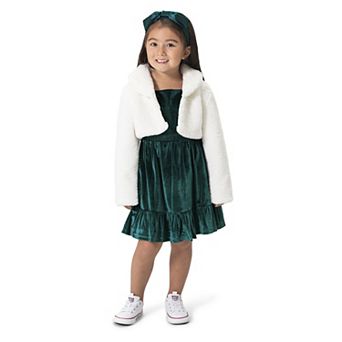 Girls 4-8 Draper James Faux Fur Jacket & Velvet Dress Set