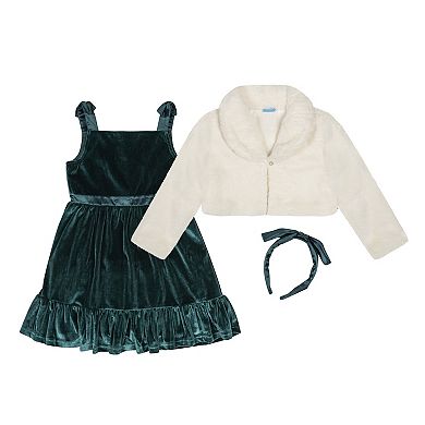 Girls 4-8 Draper James Faux Fur Jacket & Velvet Dress Set
