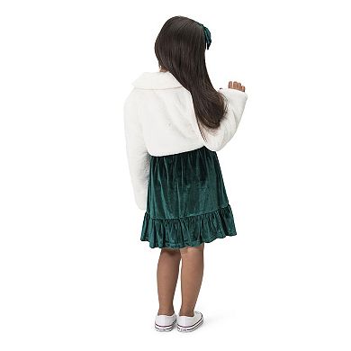 Girls 4-8 Draper James Faux Fur Jacket & Velvet Dress Set