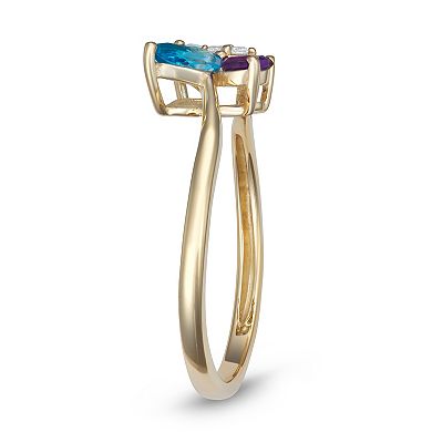 LeRose by Lexi and Rose 10k Gold Swiss Blue Topaz, Amethyst & Diamond ...