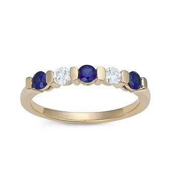 LeRose by Lexi and Rose 10k Gold 1/5 Carat T.W. Lab-Grown Diamond & Lab-Created Ceylon Sapphire Ring