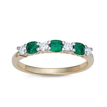 LeRose by Lexi and Rose 10k Gold 1/5 Carat T.W. Lab-Grown Diamond & Lab-Created Emerald Ring