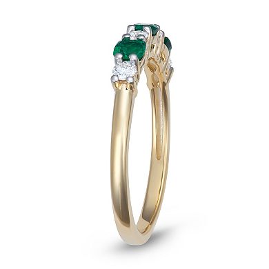 LeRose by Lexi and Rose 10k Gold 1/5 Carat T.W. Lab-Grown Diamond & Lab-Created Emerald Ring