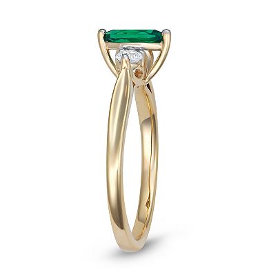 LeRose by Lexi and Rose 10k Gold 1/4 Carat T.W. Lab-Grown Diamond & Lab-Created Emerald Marquise Ring