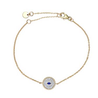 LeRose by Lexi and Rose 10k Gold 1/10 Carat T.W. Diamond & Lab-Created Ceylon Sapphire Bracelet