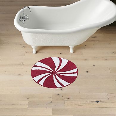 St. Nicholas Square® Peppermint Design Round Bathroom Rug
