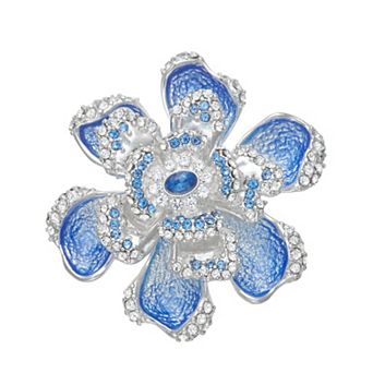 Napier Silver Tone Blue Flower Pin