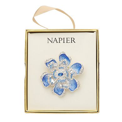 Napier Silver Tone Blue Flower Pin