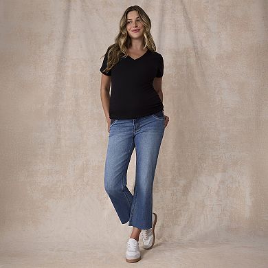 Maternity Motherhood® Crop Wide Leg Jeans with Elastic Piecing