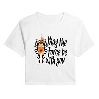 Juniors' Star Wars May The Force Be With You Cropped Tee