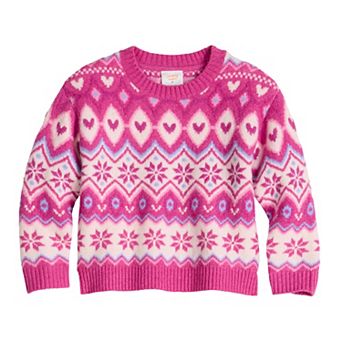 Baby & Toddler Girl Jumping Beans® Jacquard Crew Pullover Sweater