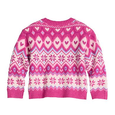 Baby & Toddler Girl Jumping Beans® Jacquard Crew Pullover Sweater