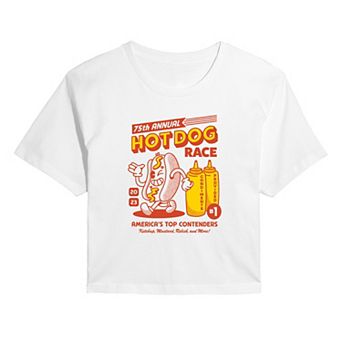 Juniors' Hot Dog Race Cropped Tee