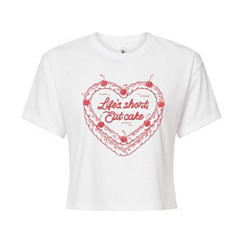 Juniors' Life's Short Eat Cake Cropped Tee
