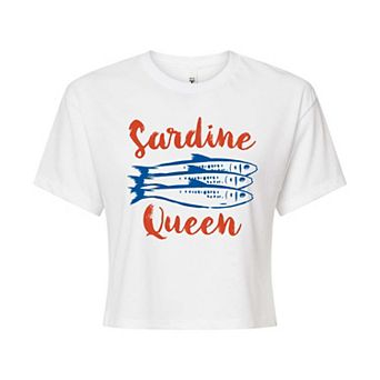 Juniors' Sardine Queen Cropped Tee