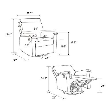 Baby Relax Terrin 3-in-1 Nursery Swivel Recliner Glider