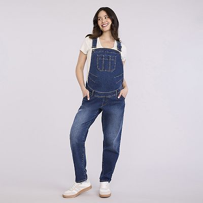 maternity denim overall dress Indigo Denim Maternity Overalls