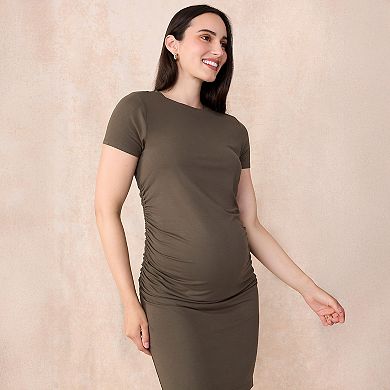 Maternity Motherhood® Short Sleeve Crewneck Side Ruched Bodycon Dress