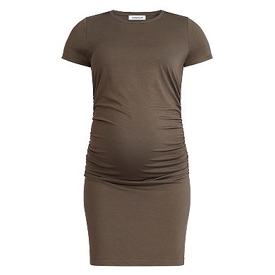 Maternity Motherhood® Short Sleeve Crewneck Side Ruched Bodycon Dress