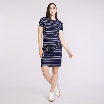Maternity Motherhood® Short Sleeve Crewneck Side Ruched Bodycon Dress