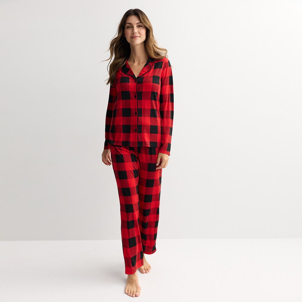 Petite Jammies For Your Families® Buffalo Check Notch Neck Pajama Top ...