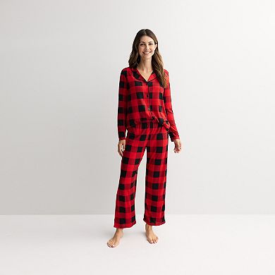 Petite Jammies For Your Families® Buffalo Check Notch Neck Pajama Top & Pajama Bottoms Set