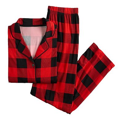 Petite Jammies For Your Families® Buffalo Check Notch Neck Pajama Top & Pajama Bottoms Set