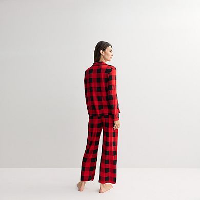 Petite Jammies For Your Families® Buffalo Check Notch Neck Pajama Top & Pajama Bottoms Set