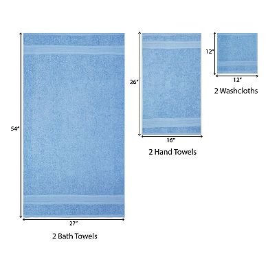 TRIDENT 6-Piece Soft Comfort AIR RICH Cotton Bath Towel, Hand Towel & Washcloth Set