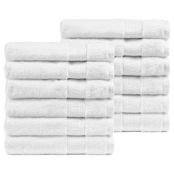 TRIDENT 12 pc White Hospitality Cotton Hand Towel Set