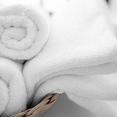 TRIDENT 12-Piece White Hospitality Cotton Hand Towel Set