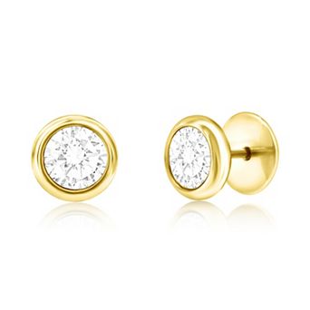 Men's Metallo Stainless Steel Bezel Cubic Zirconia Stud Earrings