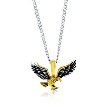 Men's Metallo Stainless Steel Two Tone Eagle Pendant Necklace
