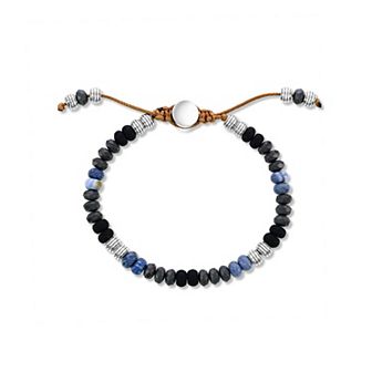 Men's Metallo Stainless Steel Stone Adjustable Beaded Bracelet